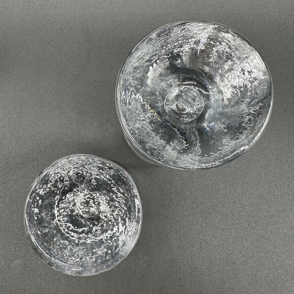 Recycled Glass Taper Candle Holders Made in Thailand Ice Glass Round Cylinder x2 - Picture 9 of 13